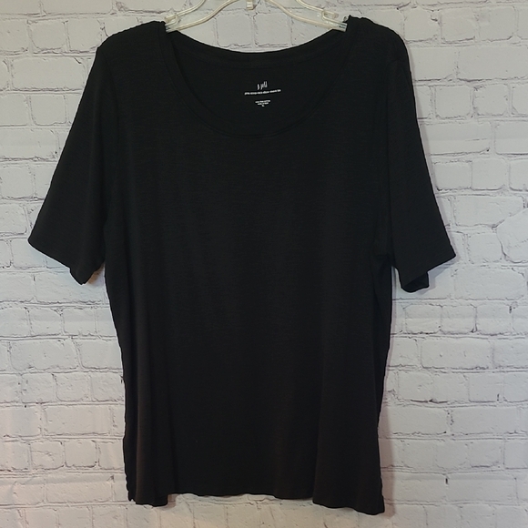 Black J. Jill Scoop Neck Elbow Sleeve Tee Size XL Basics Neutral Comfort - Picture 1 of 5